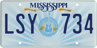 MS license plate LSY734