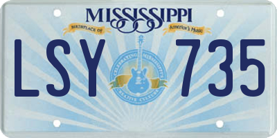 MS license plate LSY735