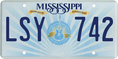 MS license plate LSY742