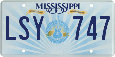 MS license plate LSY747