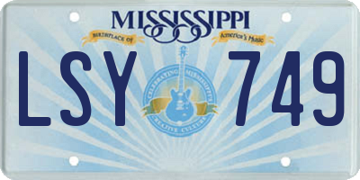 MS license plate LSY749