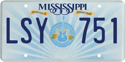 MS license plate LSY751