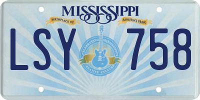 MS license plate LSY758
