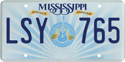 MS license plate LSY765