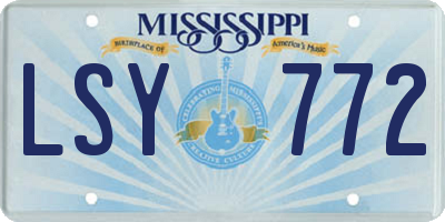 MS license plate LSY772