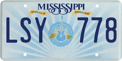 MS license plate LSY778