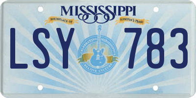 MS license plate LSY783
