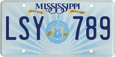 MS license plate LSY789