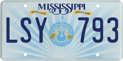 MS license plate LSY793