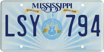 MS license plate LSY794