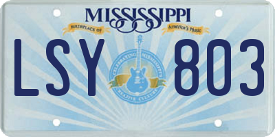 MS license plate LSY803