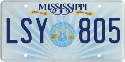 MS license plate LSY805