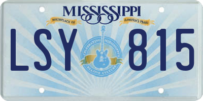 MS license plate LSY815