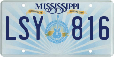 MS license plate LSY816