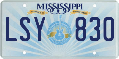 MS license plate LSY830