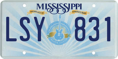 MS license plate LSY831