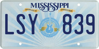 MS license plate LSY839