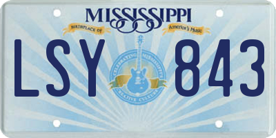 MS license plate LSY843