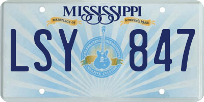 MS license plate LSY847