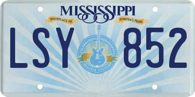 MS license plate LSY852