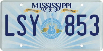 MS license plate LSY853