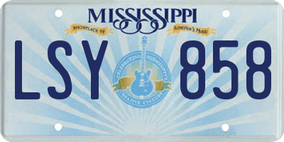 MS license plate LSY858