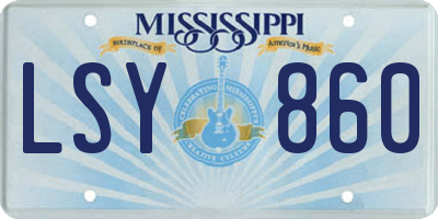MS license plate LSY860