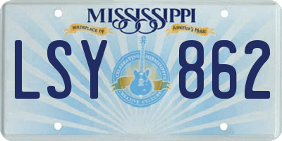 MS license plate LSY862