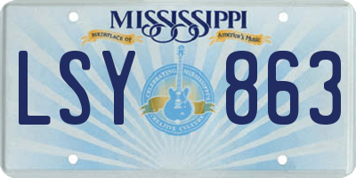 MS license plate LSY863