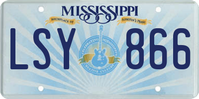 MS license plate LSY866