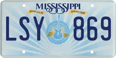 MS license plate LSY869