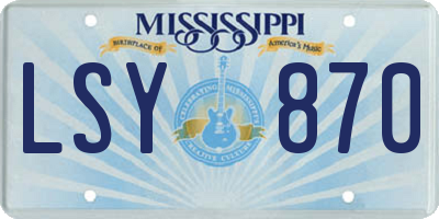 MS license plate LSY870