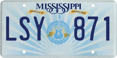 MS license plate LSY871