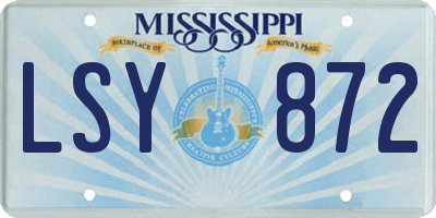 MS license plate LSY872