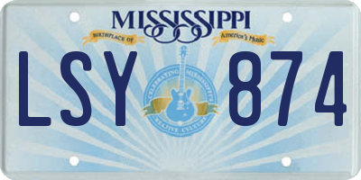 MS license plate LSY874