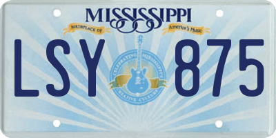 MS license plate LSY875