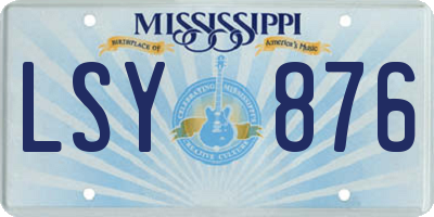 MS license plate LSY876