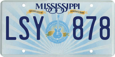 MS license plate LSY878