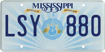 MS license plate LSY880