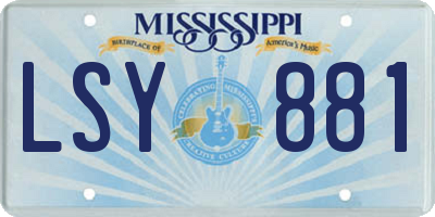 MS license plate LSY881