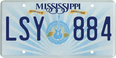 MS license plate LSY884