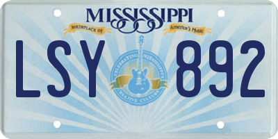 MS license plate LSY892