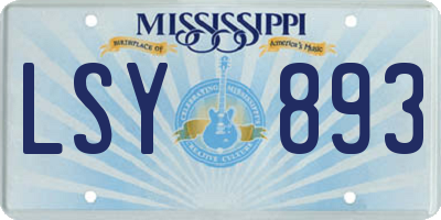 MS license plate LSY893