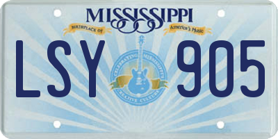 MS license plate LSY905