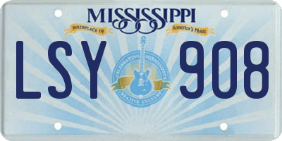 MS license plate LSY908
