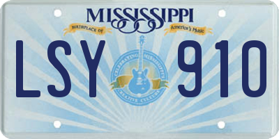 MS license plate LSY910