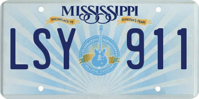 MS license plate LSY911