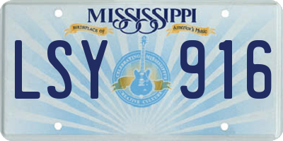 MS license plate LSY916