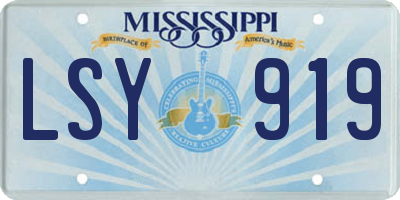 MS license plate LSY919