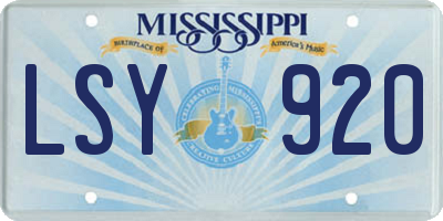MS license plate LSY920